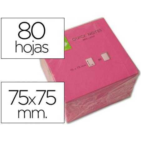 Bloc de notas adhesivas quita y pon q-connect 76x76 mm rosa neon 80 hojas