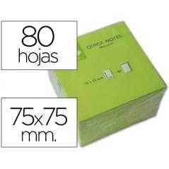 Bloc de notas adhesivas quita y pon q-connect 76x76 mm verde neon 80 hojas