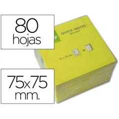 Bloc de notas adhesivas quita y pon q-connect 76x76 mm amarillo neon 80 hojas