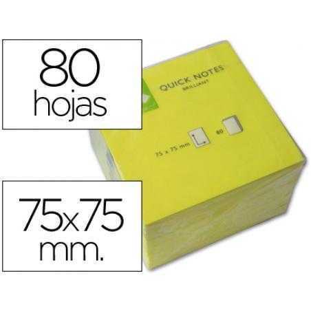 Bloc de notas adhesivas quita y pon q-connect 76x76 mm amarillo neon 80 hojas