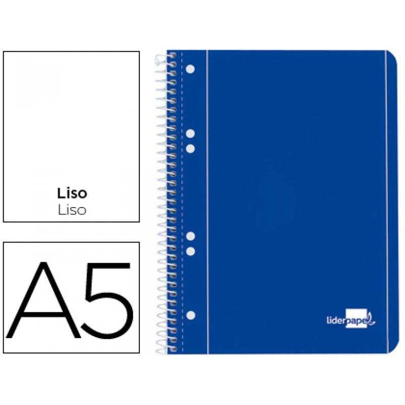 Cuaderno espiral liderpapel a5 micro serie azul tapa blanda 80h 75 gr liso 6taladros azul