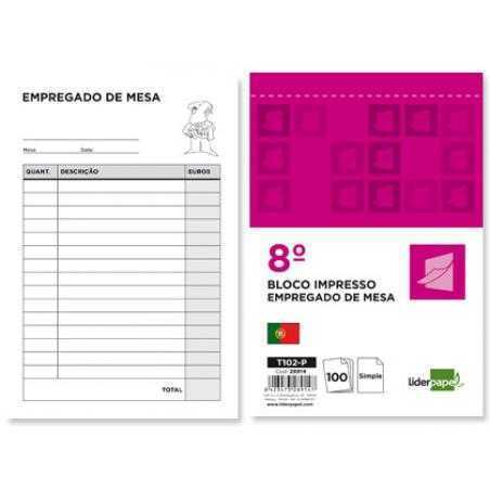 Talonario liderpapel camarero octavo sin iva 102 texto en portugues