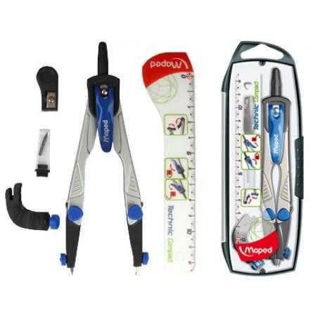Compás maped 538700 -con adaptador universal estuche de minas y afilaminas