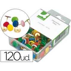 Chinchetas q-connect colores surtidos -caja de 120 unidades