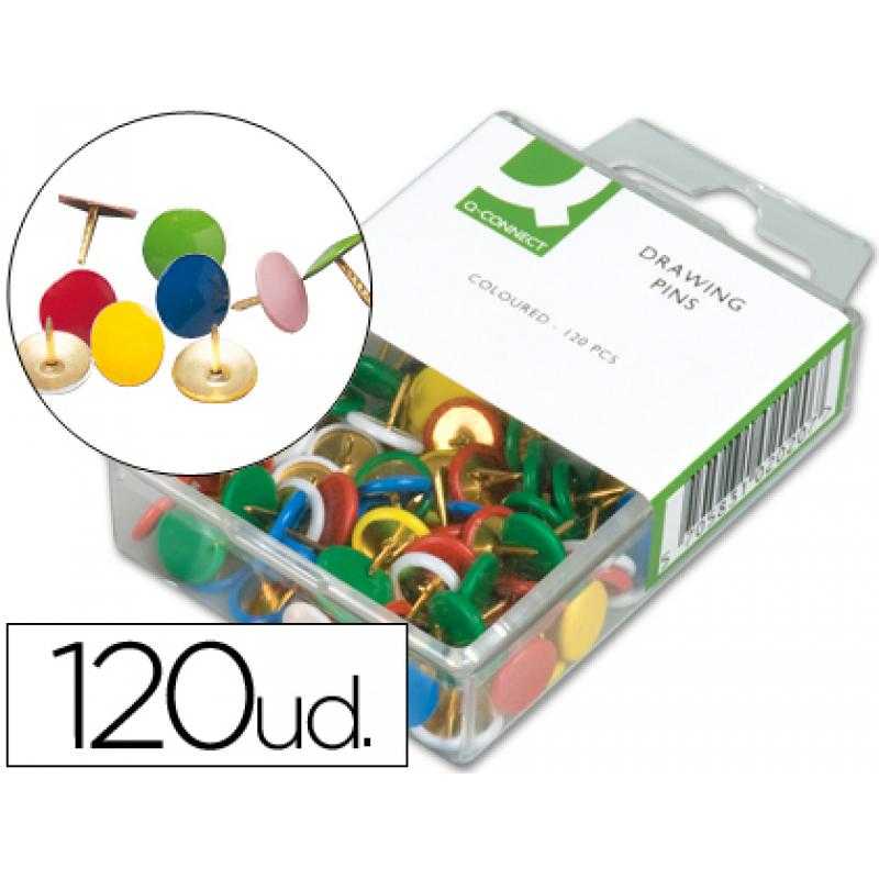 Chinchetas q-connect colores surtidos -caja de 120 unidades