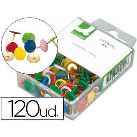 Chinchetas q-connect colores surtidos -caja de 120 unidades
