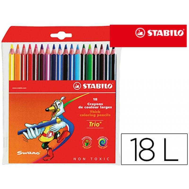 Lápices de colores stabilo trio caja de 18 colores