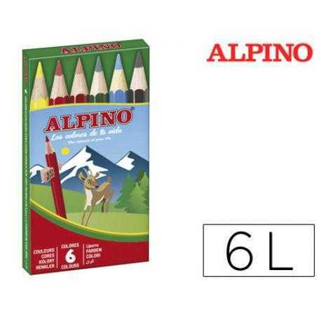Lápices de colores alpino 651 c/de 6 colores cortos