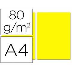 Papel color liderpapel a4 80g/m2 amarillo paquete de 100