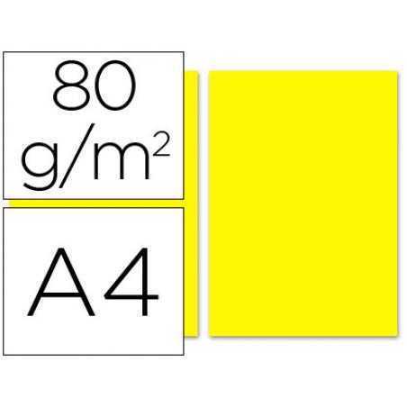 Papel color liderpapel a4 80g/m2 amarillo paquete de 100