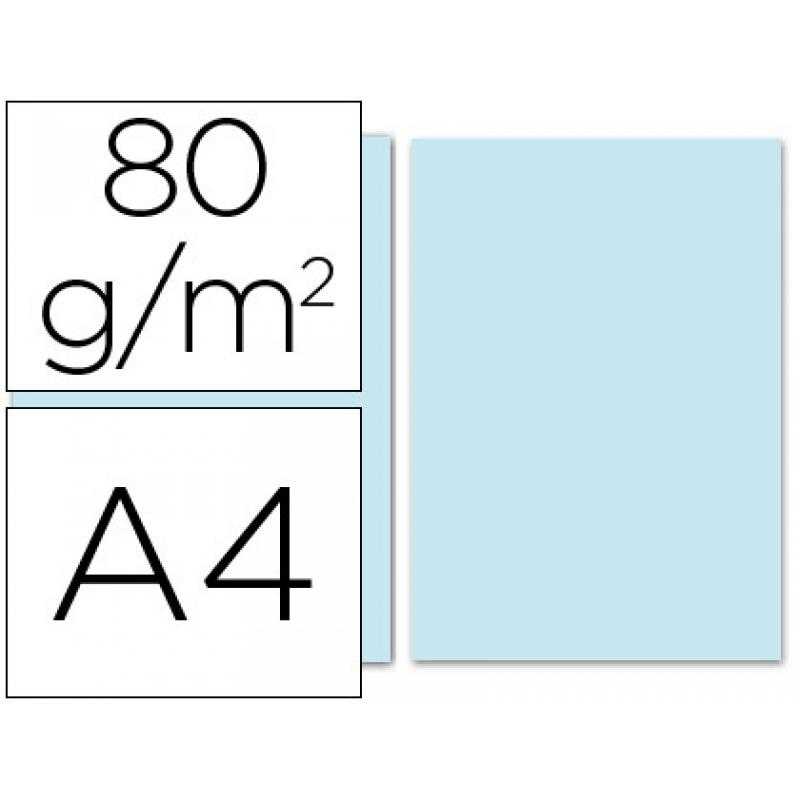 Papel color liderpapel a4 80g/m2 celeste paquete de 100
