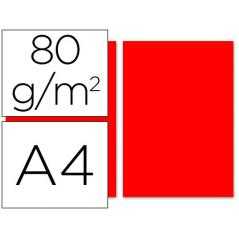 Papel color liderpapel a4 80g/m2 rojo paquete de 100