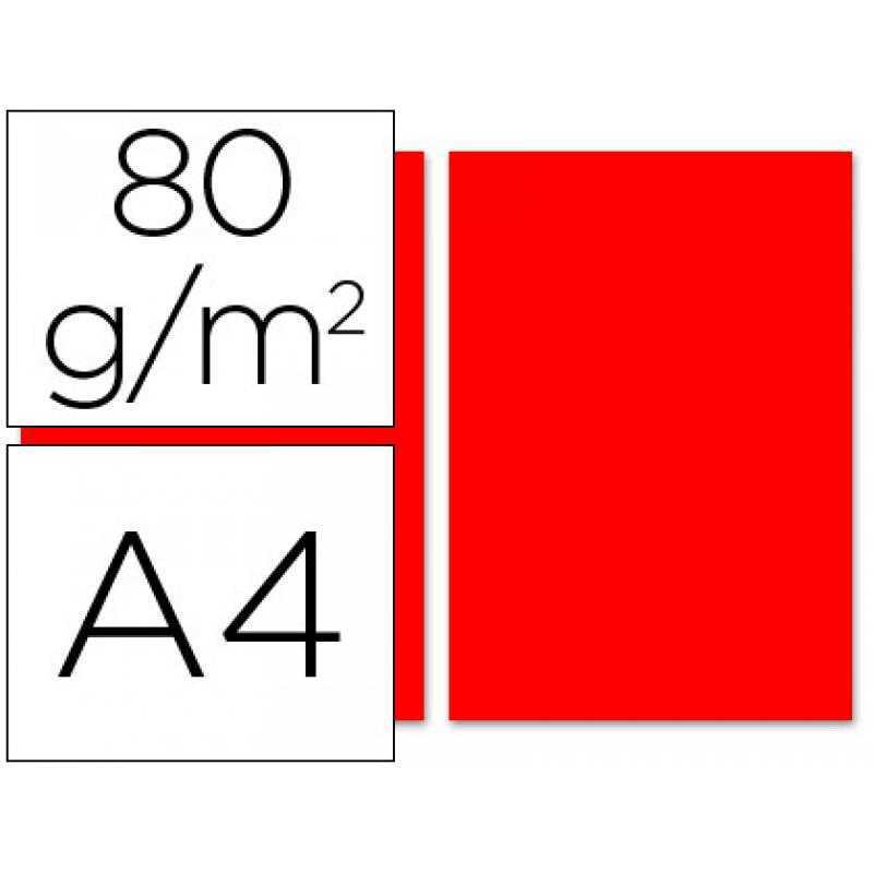 Papel color liderpapel a4 80g/m2 rojo paquete de 100