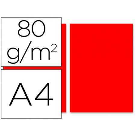 Papel color liderpapel a4 80g/m2 rojo paquete de 100