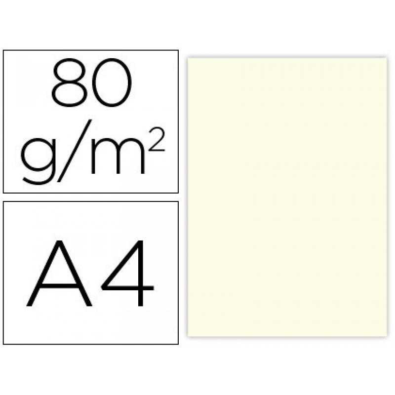 Papel color liderpapel a4 80g/m2 crema paquete de 100