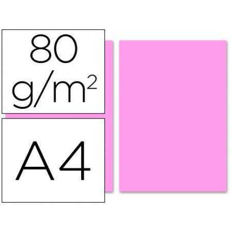 Papel color liderpapel a4 80g/m2 rosa paquete de 100