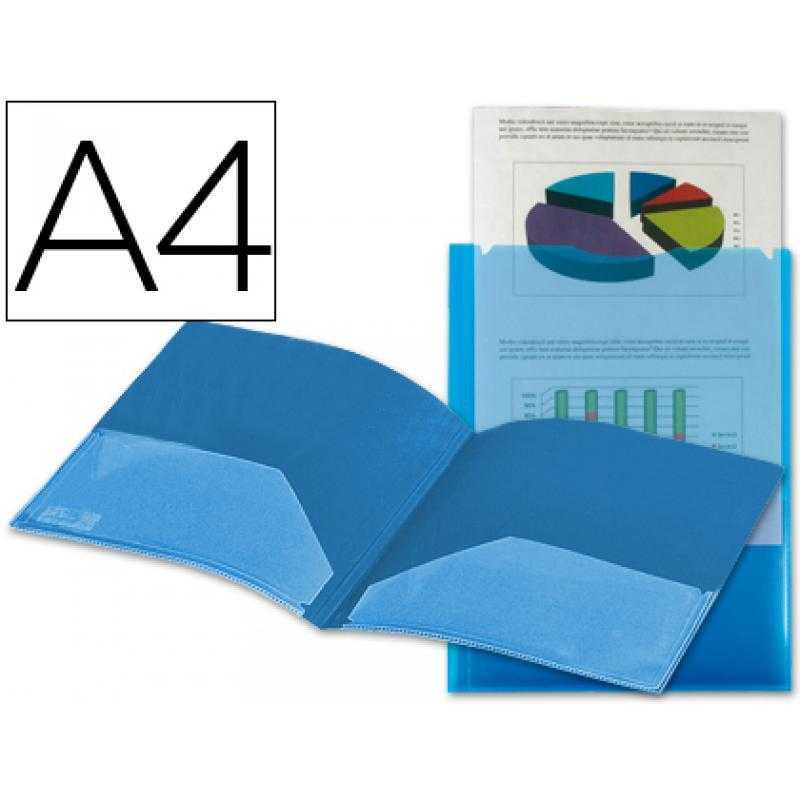 Carpeta liderpapel dossier dos bolsas canguro 45682 polipropileno din a4 azul