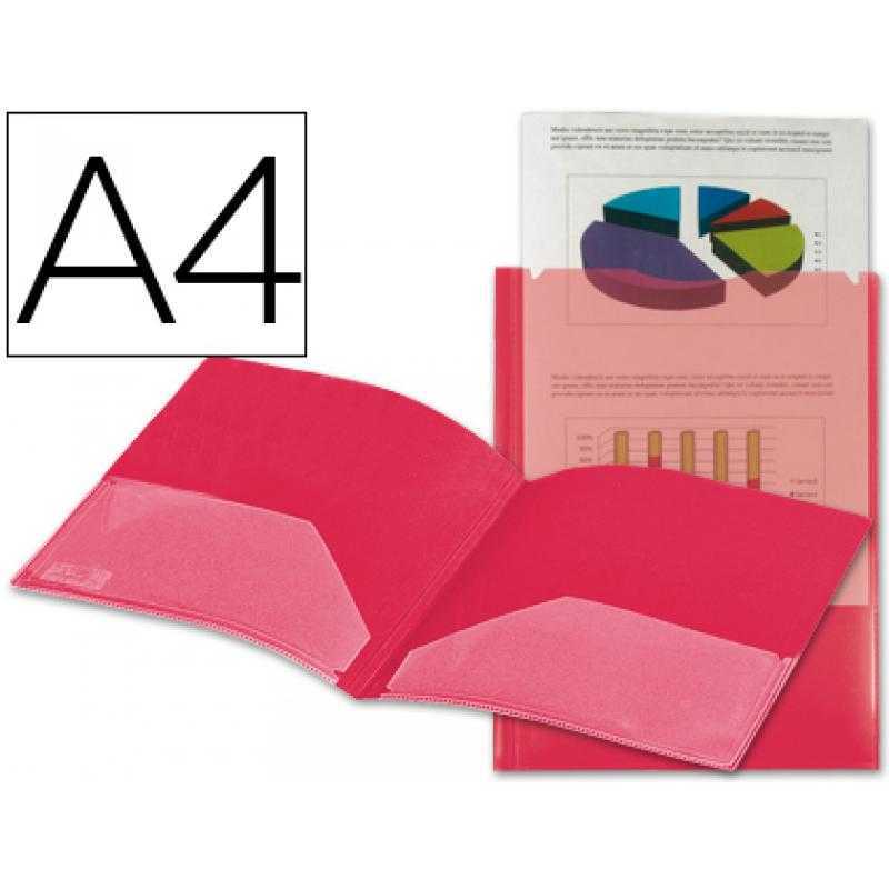Carpeta liderpapel dossier dos bolsas canguro 45680 polipropileno din a4 roja