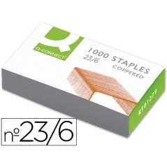 Grapas q-connect nº 23/6 cobreadas caja de 1000 unidades