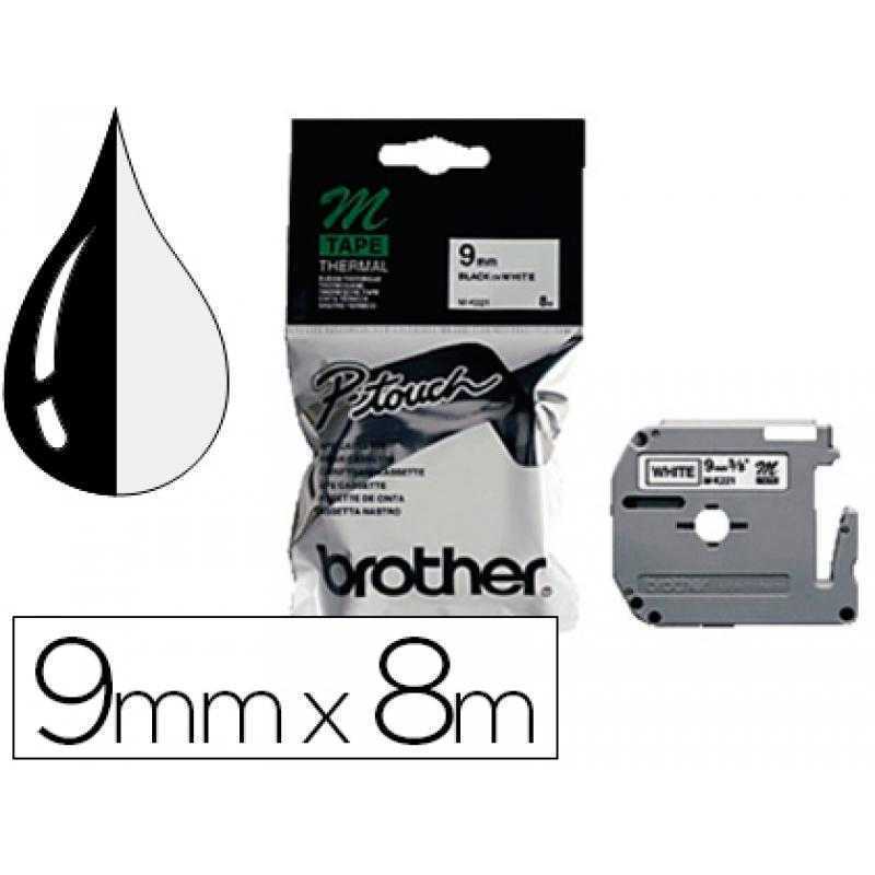 Cinta brother mk-221 blanco-negro 9mm longitud 8 mt