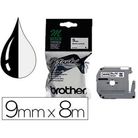 Cinta brother mk-221 blanco-negro 9mm longitud 8 mt