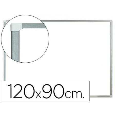 Pizarra blanca q-connect lacada magnética marco de aluminio 120x90 cm
