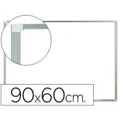 Pizarra blanca q-connect lacada magnética marco de aluminio 90x60 cm