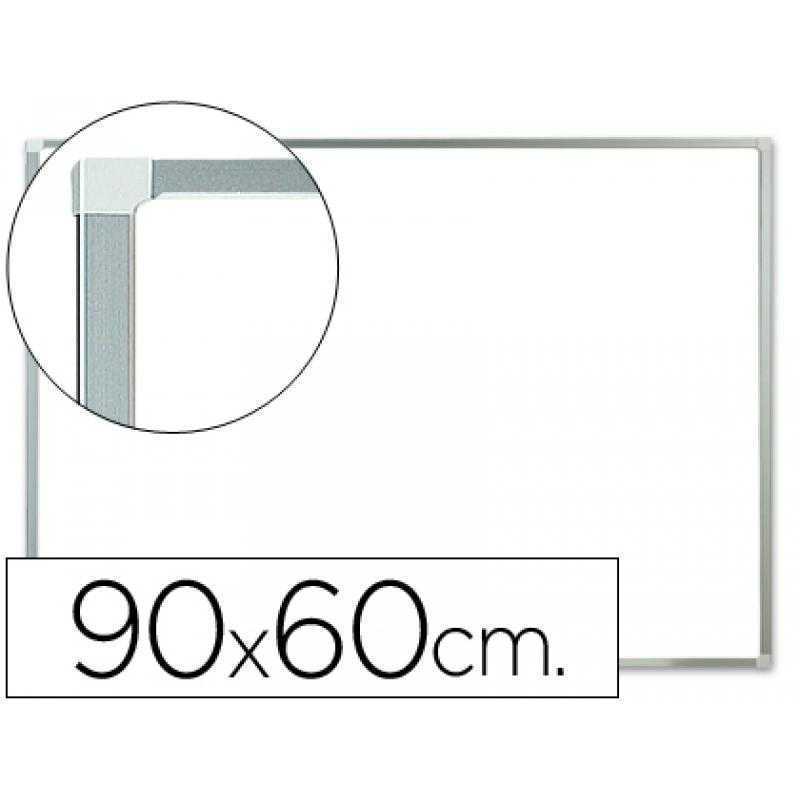 Pizarra blanca q-connect lacada magnética marco de aluminio 90x60 cm