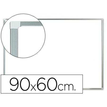 Pizarra blanca q-connect lacada magnética marco de aluminio 90x60 cm