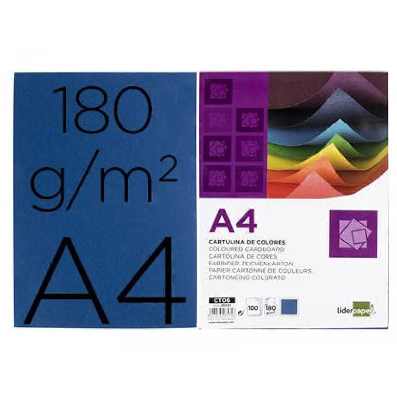 Cartulina liderpapel a4 180g/m2 azul ultramar paquete de 100