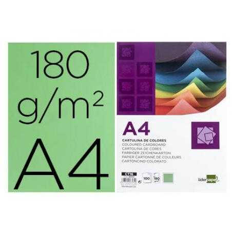 Cartulina liderpapel a4 180g/m2 verde billar paquete de 100