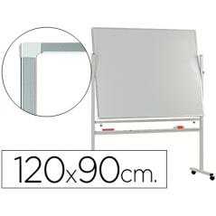 Pizarra blanca q-connect doble cara melamina marco de aluminio 120x90 cm giratoria