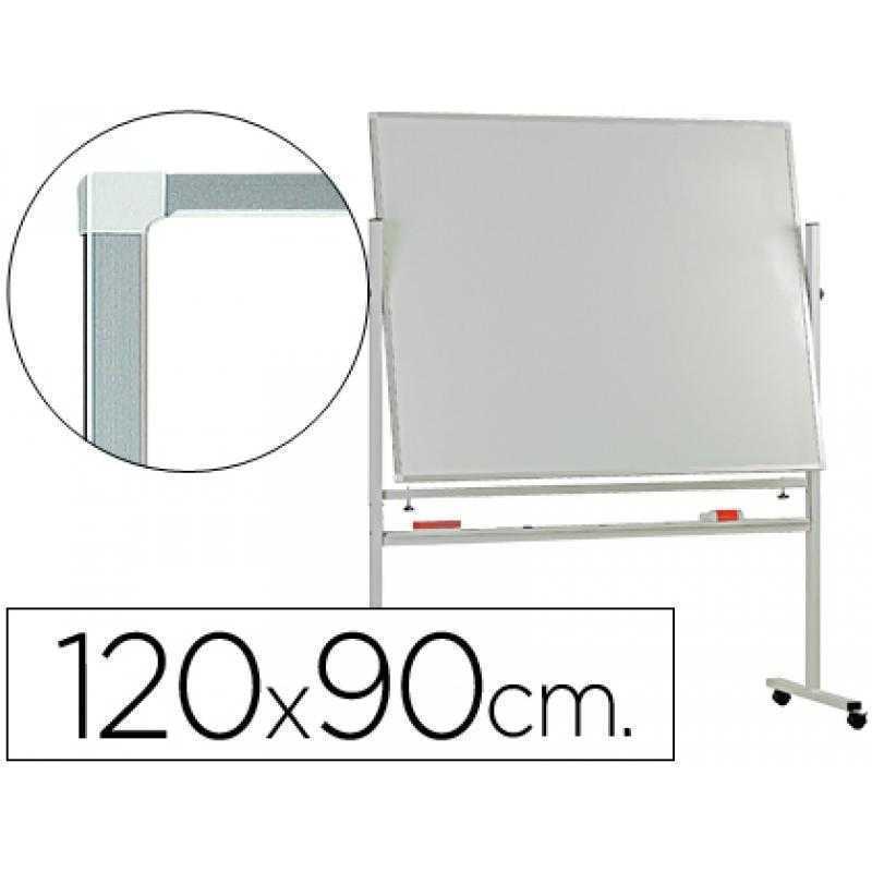 Pizarra blanca q-connect doble cara melamina marco de aluminio 120x90 cm giratoria
