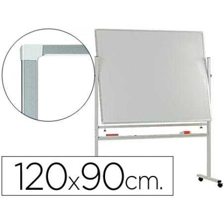 Pizarra blanca q-connect doble cara melamina marco de aluminio 120x90 cm giratoria