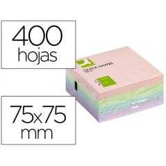 Bloc de notas adhesivas quita y pon q-connect 76x76 mm pastel con 400 hojas