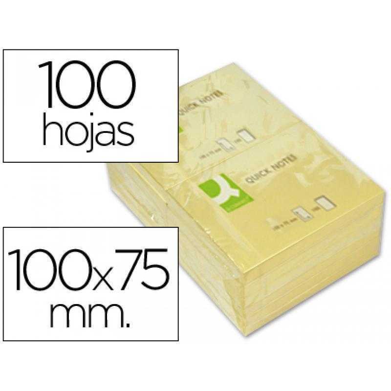 Bloc de notas adhesivas quita y pon q-connect 76x102 mm con 100 hojas