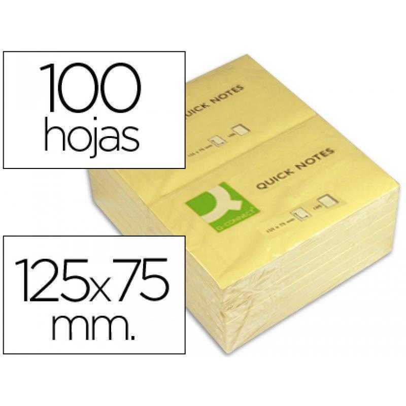 Bloc de notas adhesivas quita y pon q-connect 76x127 mm con 100 hojas