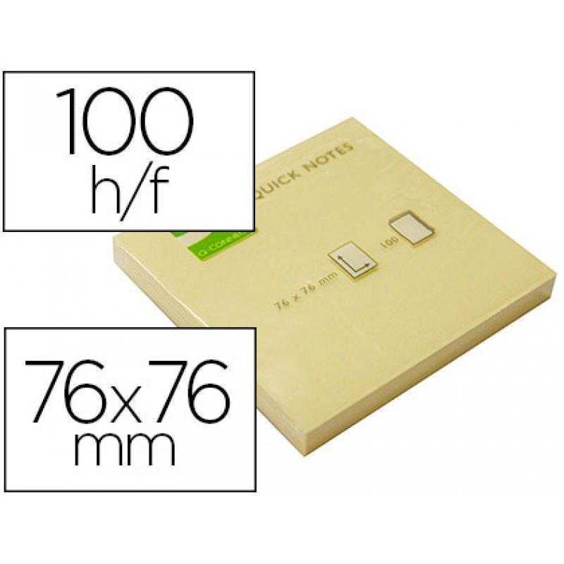 Bloc de notas adhesivas quita y pon q-connect 76x76 mm con 100 hojas