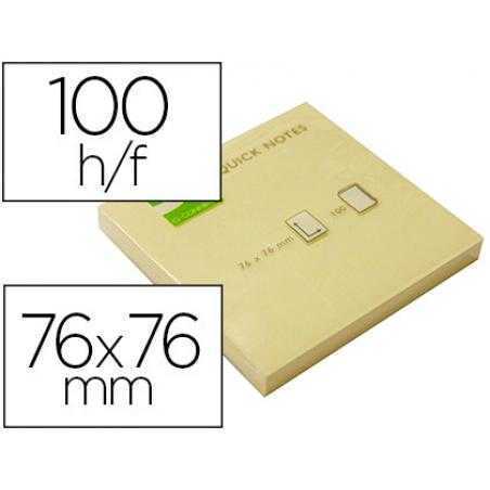 Bloc de notas adhesivas quita y pon q-connect 76x76 mm con 100 hojas
