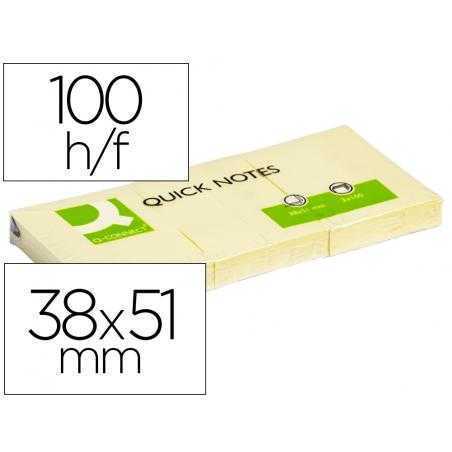 Bloc de notas adhesivas quita y pon q-connect 38x51 mm con 100 hojas