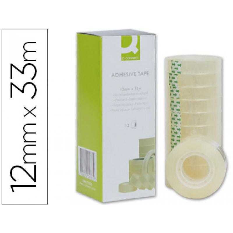 Cinta adhesiva q-connect transparente 33 mt x 12 mm