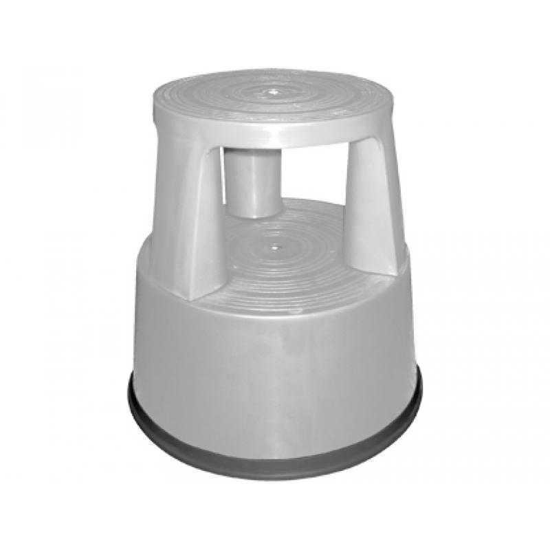 Taburete q-connect ruedas retractiles tres ruedas dos niveles color gris