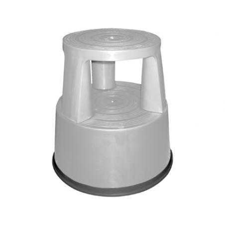 Taburete q-connect ruedas retractiles tres ruedas dos niveles color gris