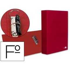 Carpeta de 2 anillas 40mm mixtas liderpapel folio carton forrado paper coat plastico roja