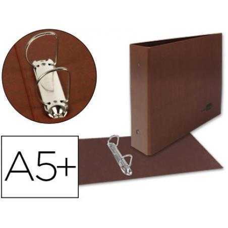 Carpeta de 2 anillas 25mm mixtas liderpapel cuarto apaisado carton cuero forrado compresor plastico