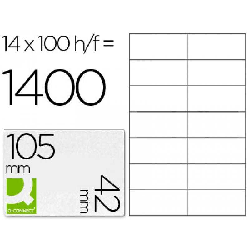 Etiqueta adhesiva q-connect kf10655 tamaño 105x42 mm fotocopiadora láser ink-jet caja con 100 hojas din a4