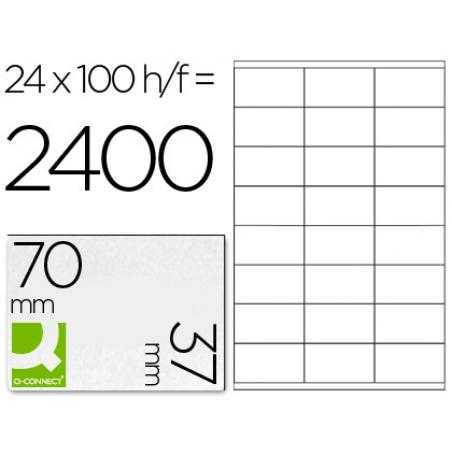Etiqueta adhesiva q-connect kf10647 tamaño 70x37 mm fotocopiadora láser ink-jet caja con 100 hojas din a4