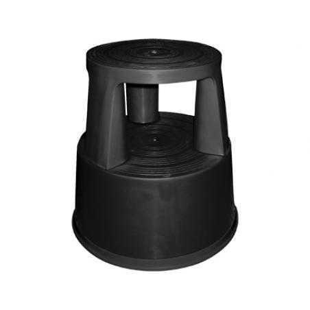 Taburete q-connect ruedas retractiles tres ruedas dos niveles color negro