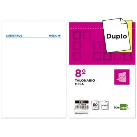 Talonario liderpapel camarero mesa octavo original y copia 231 papel autocopiante