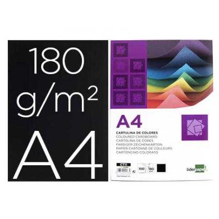 Cartulina liderpapel a4 180g/m2 negro paquete de 100